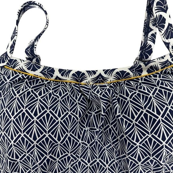 Lands’ End Blouson Navy & White Tankini Top size 10D - Picture 3 of 6